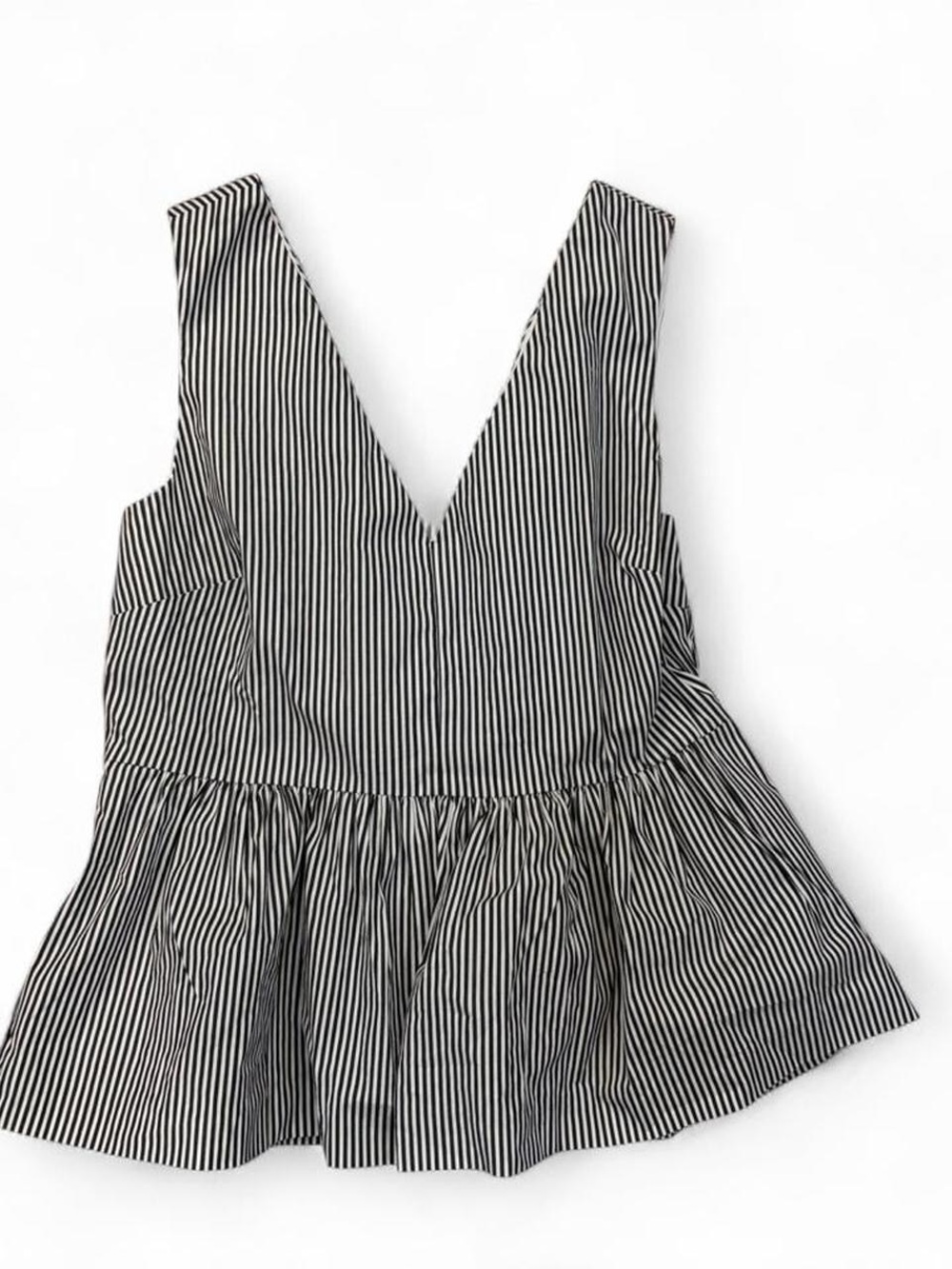 J. Crew Black and White Striped Peplum Tank Top